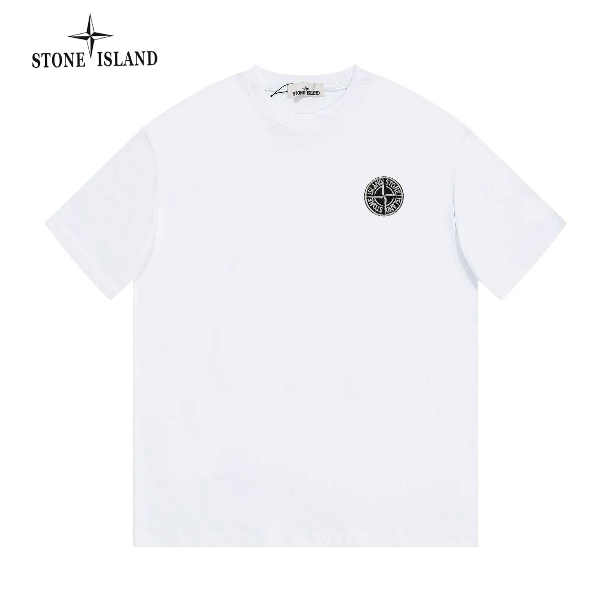 P150 STONE ISLAND Stone Island solid color logo, available at the counter, original order, fashionable and casual round neck short-sleeved T-shirt, the upper body is very unique! Eye-catching and bright, imported original fabric, 🪡 craft letter pattern decorated logo, simple yet fashionable, classic atmosphere, comfortable and breathable, handsome and stylish upper body, 2️⃣ recommended colors, size: S-2XL